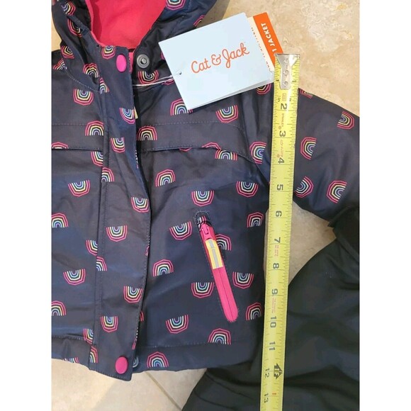 Cat & Jack Hot Pink & Black Rainbow 3 in 1 Jacket Snow Bib Pants set 12mos - Picture 7 of 8